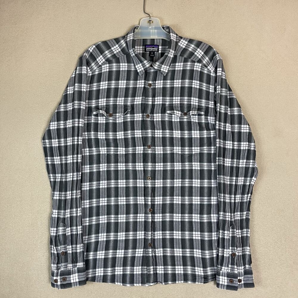 Patagonia Worn Wear Shirt Mens M Gray Plaid M's Streersman Long Sleeve Button Up